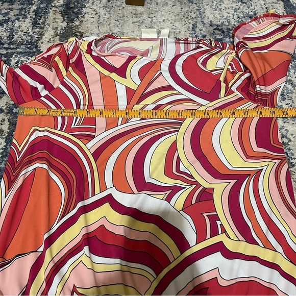 Chico’s Red Multi-Colored Swirl Print 3/4 Sleeve Blouse Size 8 - Picture 9 of 11
